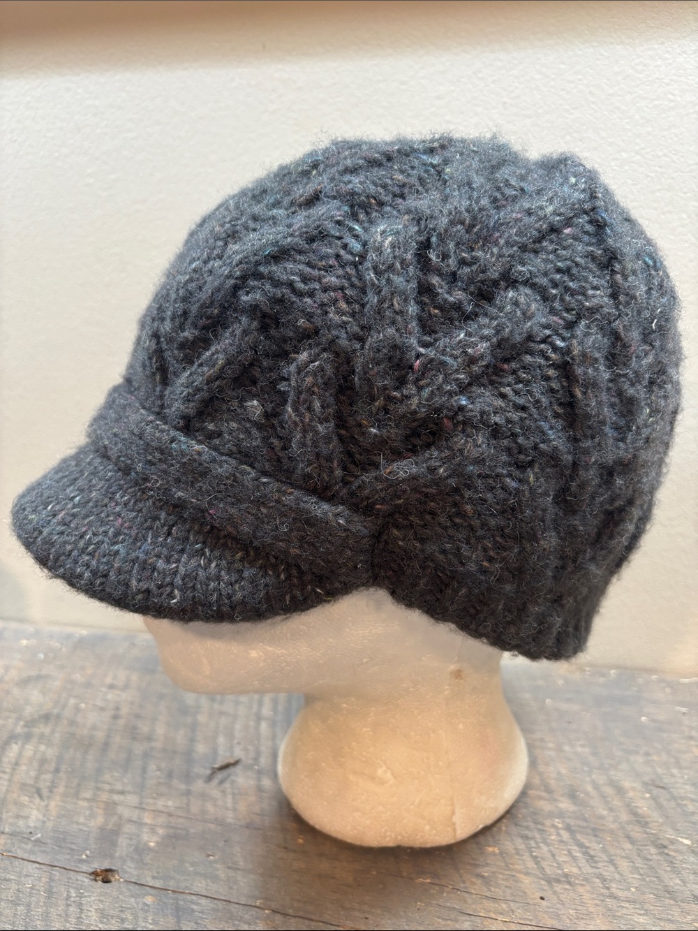 Turtle Fur Knitted Beanie Cap Charcoal Knit Visor Beanie - Women's Winter Hat